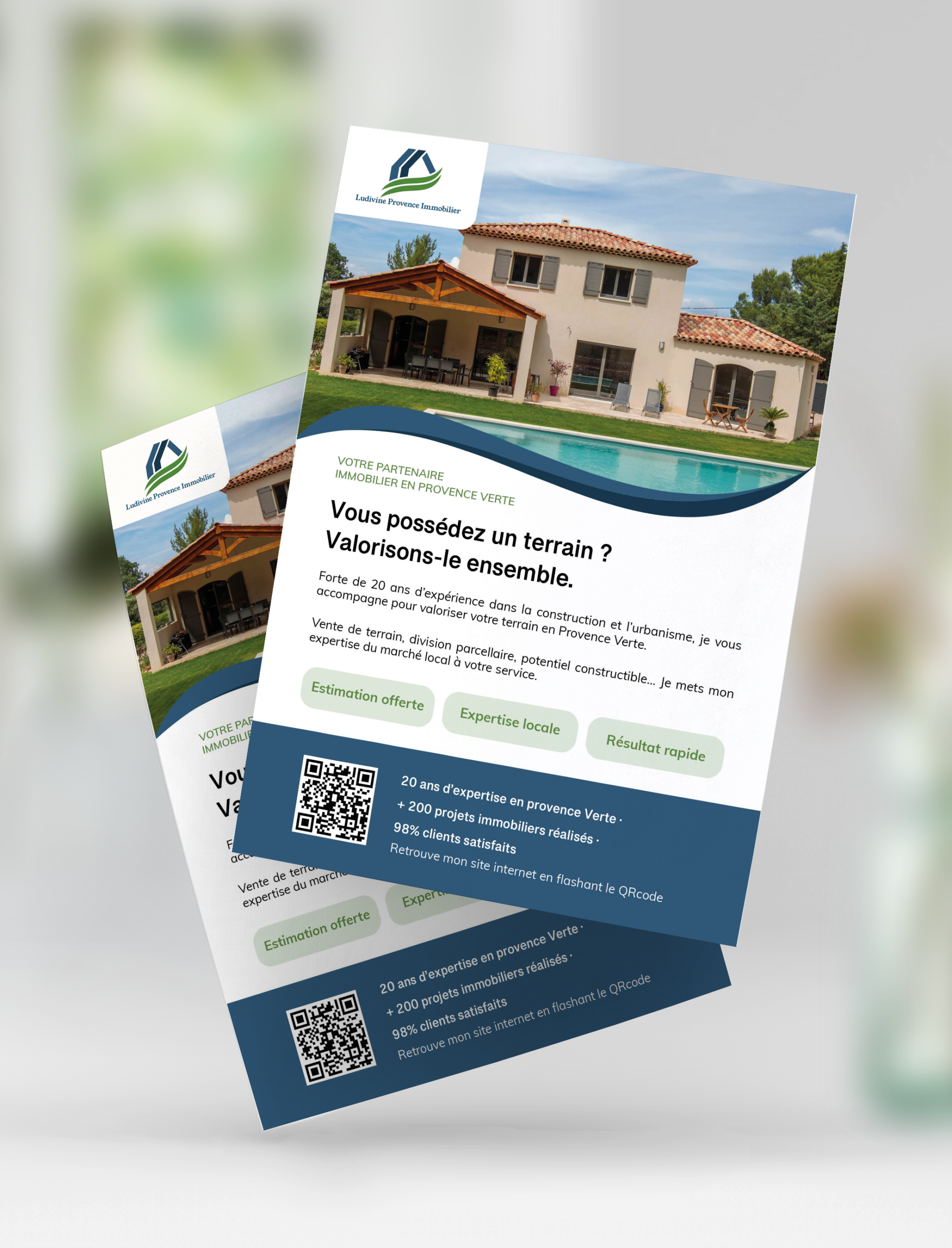 Flyer agence immobilière — recto Ludivine Provence Immobilier