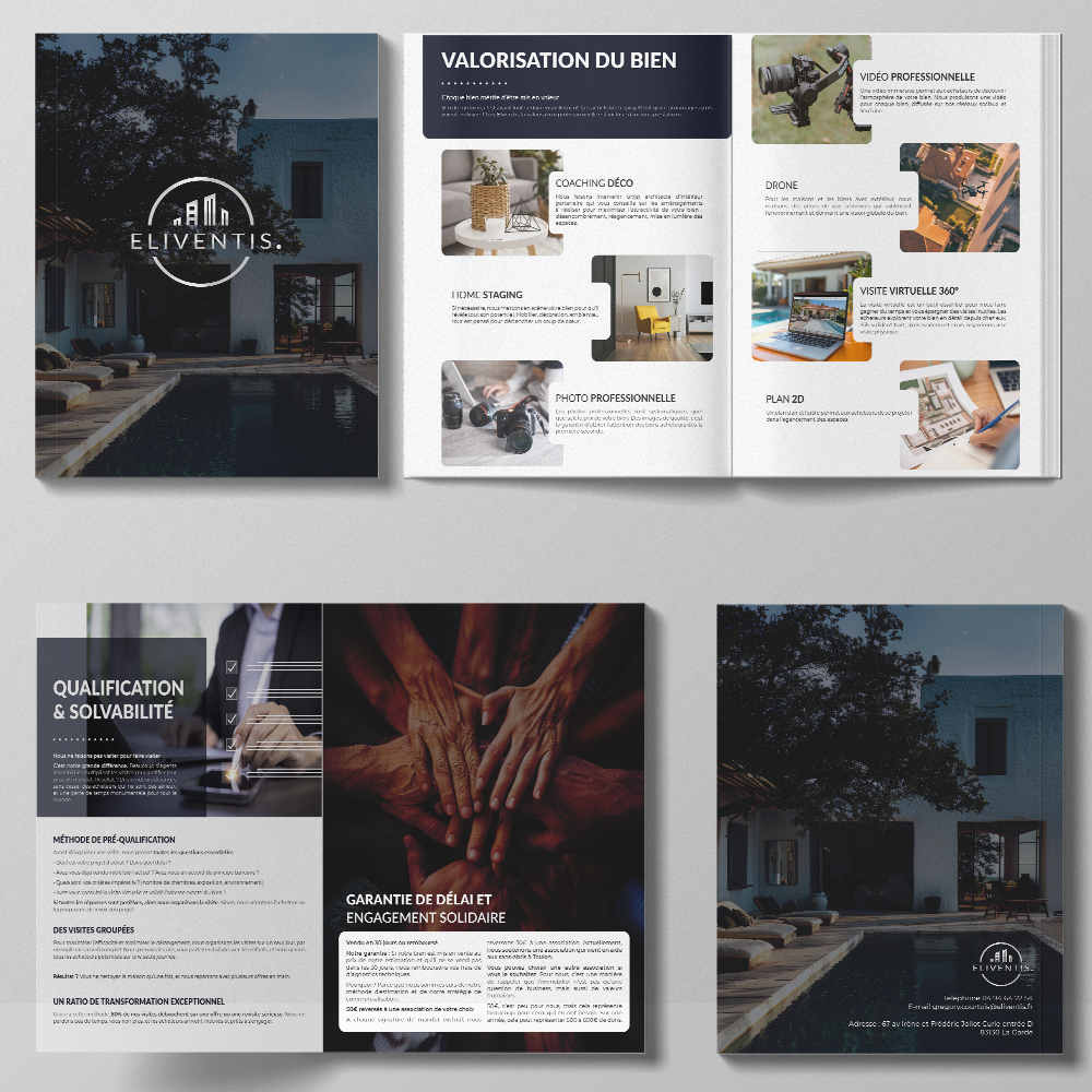 Communication agence immobilière, Mise en page catalogue — fiche produit robot de piscine Wybot